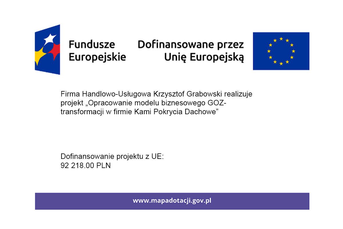 KAMI POKRYCIA DACHOWE GRZEGORZ NIEDBAŁA realizuje projekt finansowany z funduszy europejskich.